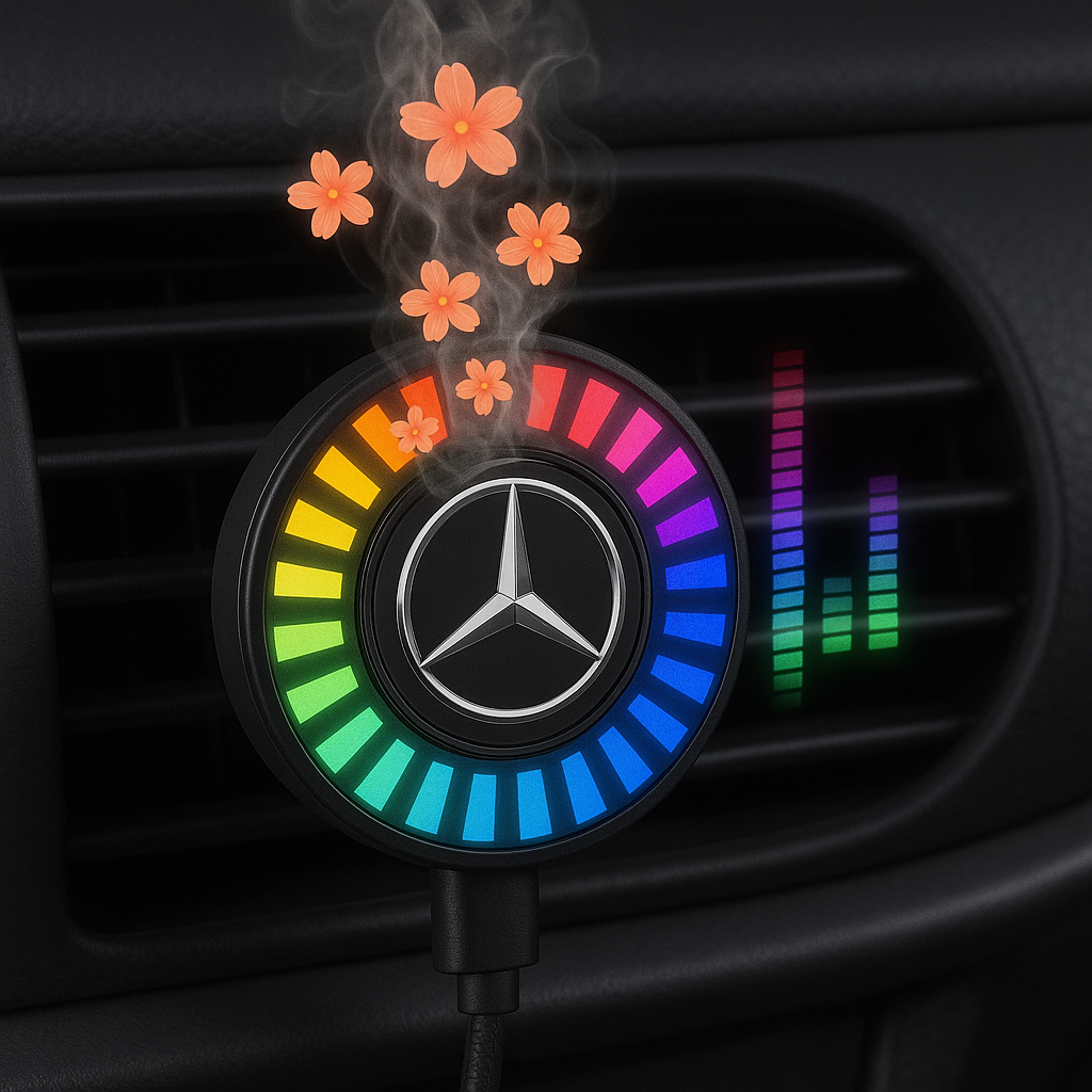 Hudební rytmus LED světla do auta s logem (s aroma difuzérem)